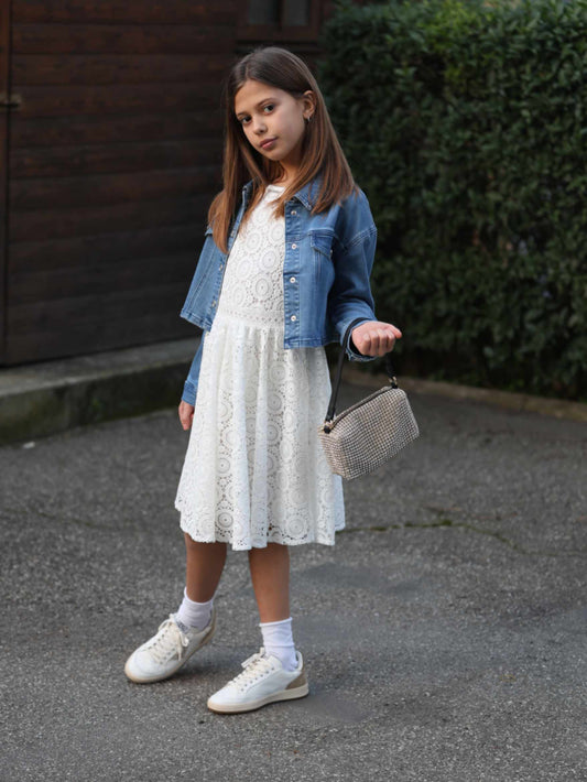 Twinset - Abito in macramè, Giubbotto di jeans | 2B12 - Scarpa