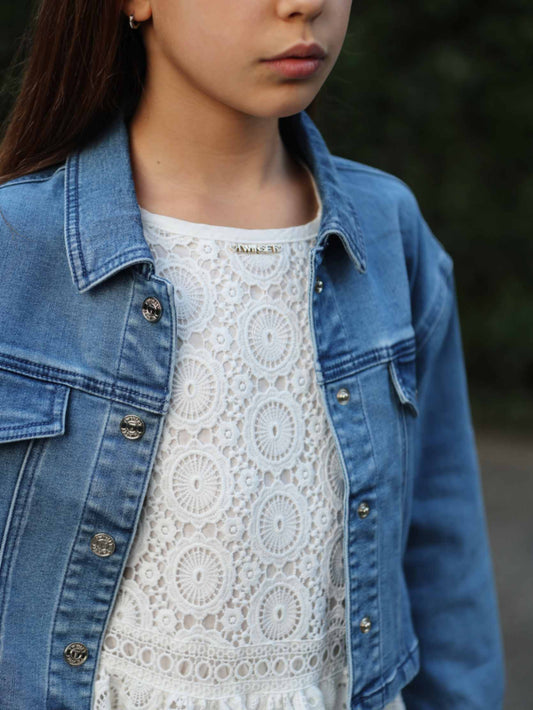 Twinset - Abito in macramè, Giubbotto di jeans | 2B12 - Scarpa