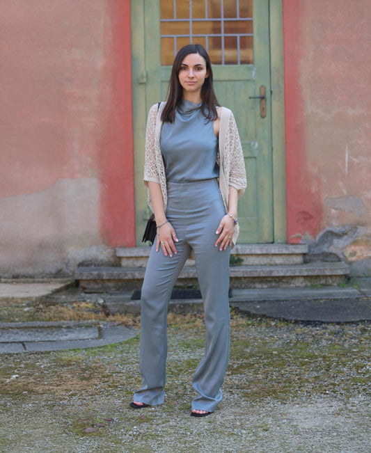 Patrizia Pepe - Tuta verde salvia | Manila Grace - Coprispalla | Elisabetta Franchi - Borsa