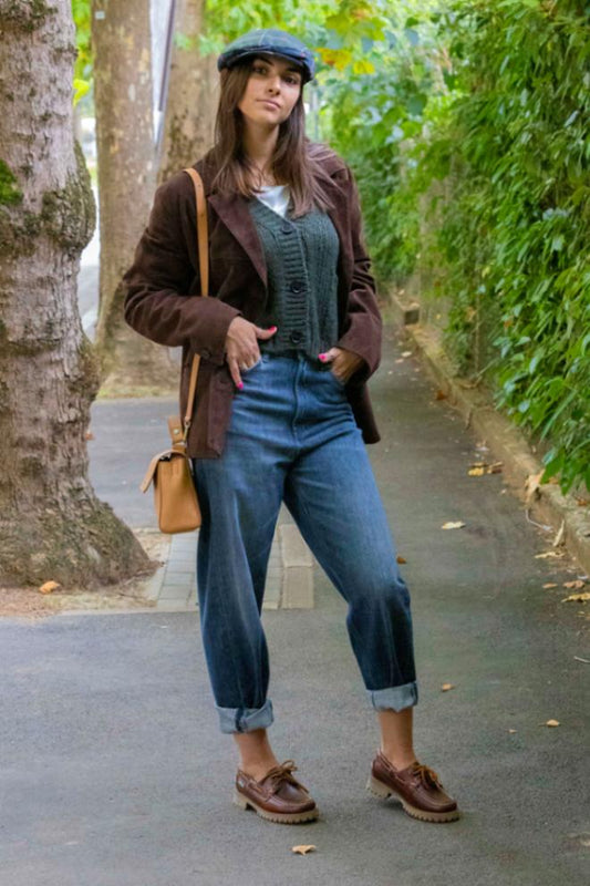 Roberto Collina - Cardigan | Solotre - Giacca in pelle | Dondup - Jeans | Barbour - Coppola